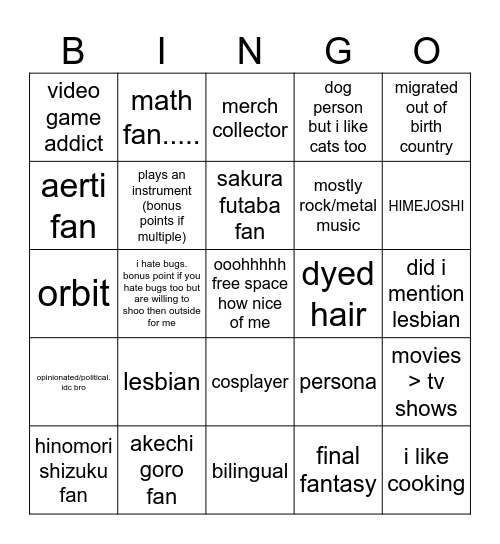 rena bingo Card