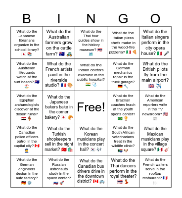 B12 L4 What do the Korean teachers teach in the large school? 🇰🇷 🏫 Bingo Card