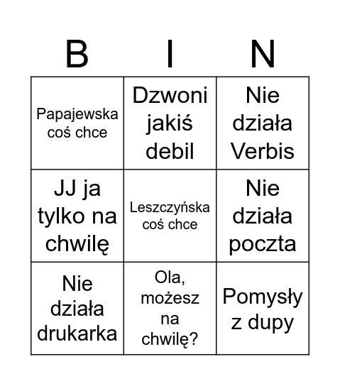 Nasza praca Bingo Card