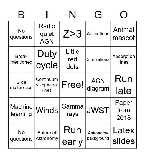 AGN XVI Bingo Card