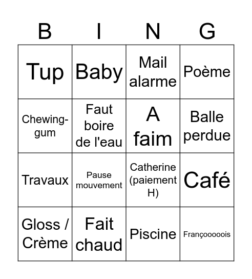 Marie-Lingo 16/06 Bingo Card