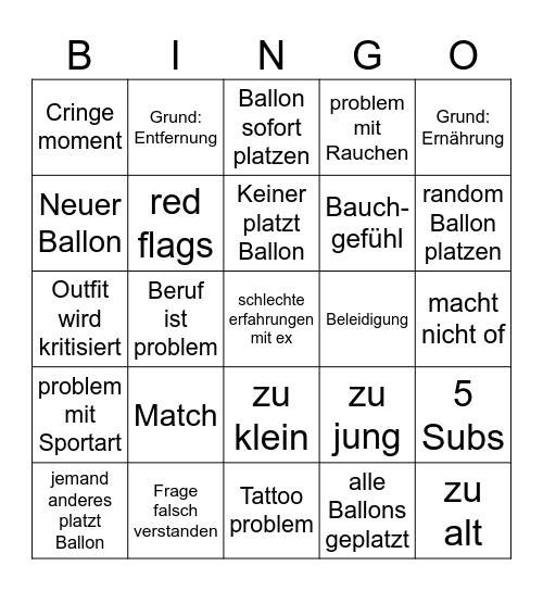 Ballon Date by Skuuii Bingo Card