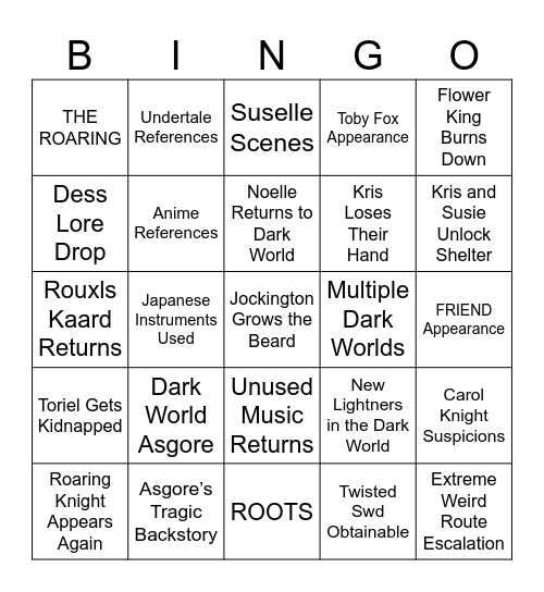 DELTARUNE CHAPTER 5 BINGO Card