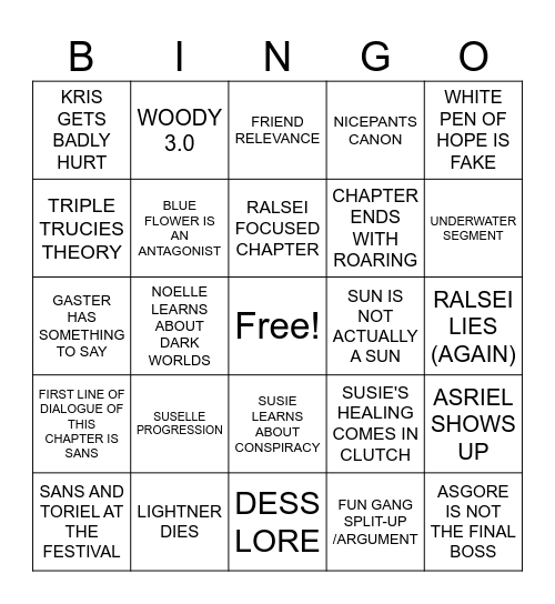 DELTARUNE CHAPTER 5 BINGO Card