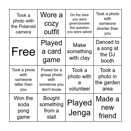 Freshers Connect Bingo Card