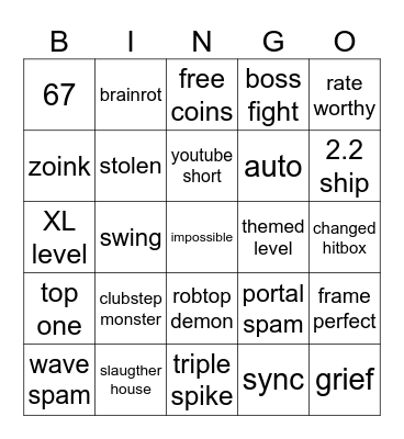 recent tab bingo Card