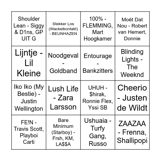 Party Bingo Card