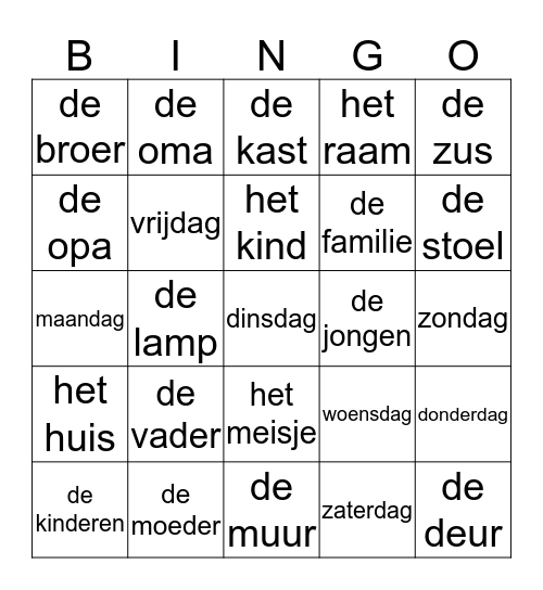 BINGO AZC Leersum Bingo Card