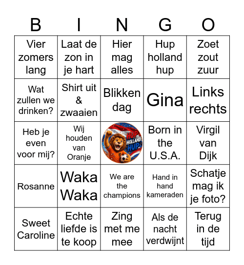 Muziekbingo Daniel WK 2026 Bingo Card