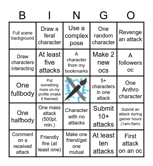 Jays Artfight 2026! Bingo Card