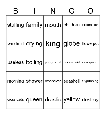 Phonics Revision 1st Class Bingo Card