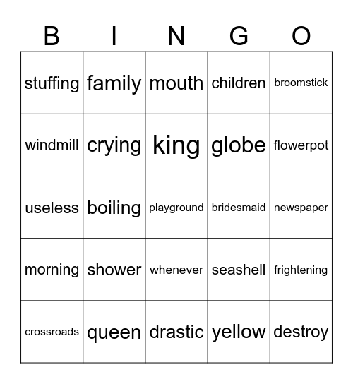 Phonics Revision 1st Class Bingo Card