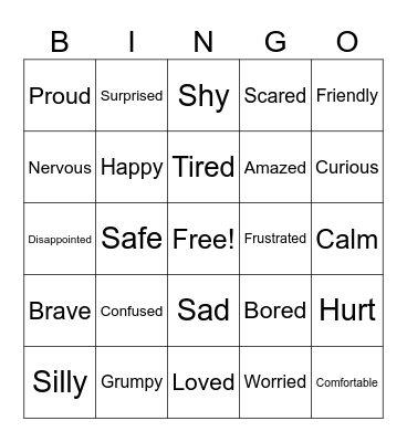 Feelings Bingo Card