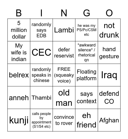 B2 Bingo Card