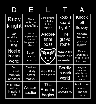 Deltarune Chapter 5 Bingo Card