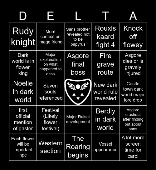 Deltarune Chapter 5 Bingo Card