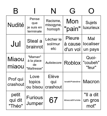 Stage 2nde Bingo Card