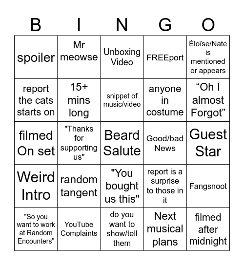 REport Bingo Card