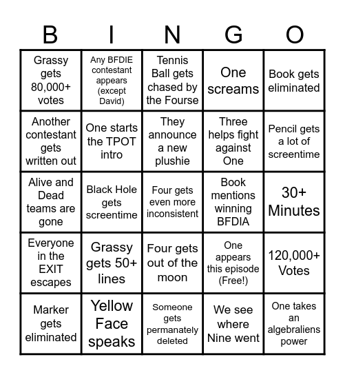 TPOT 23 Bingo Card