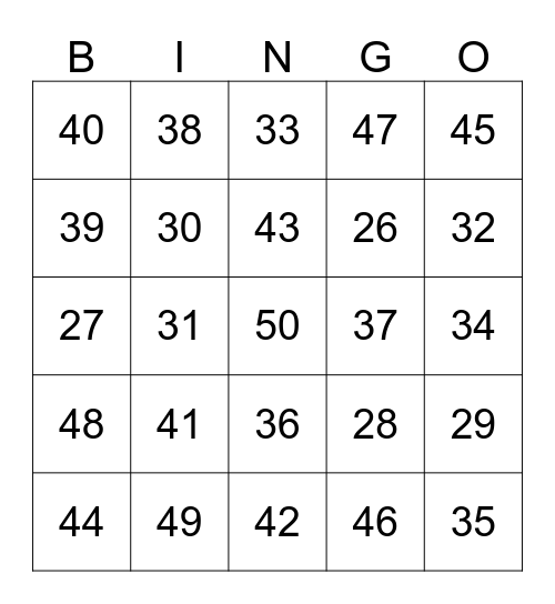 Valentyn's Dans Bingo Card