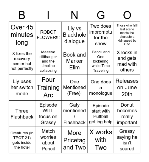 TPOT 23 Bingo Card