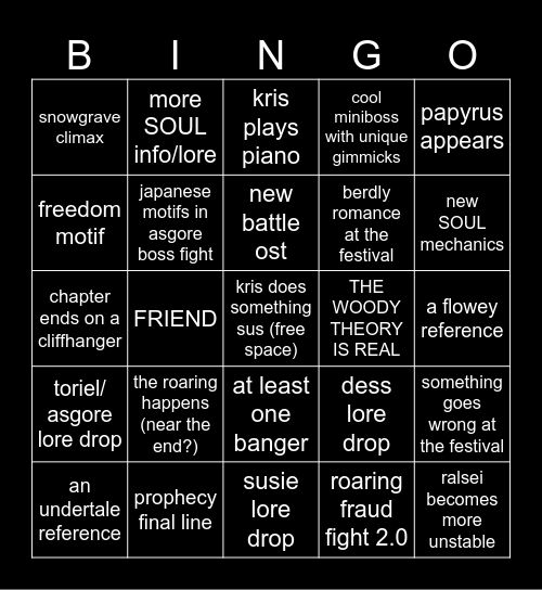 deltarune ch5 Bingo Card