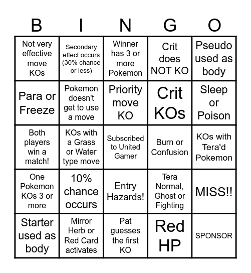 Then we fight bingo UG Fuse Bingo Card