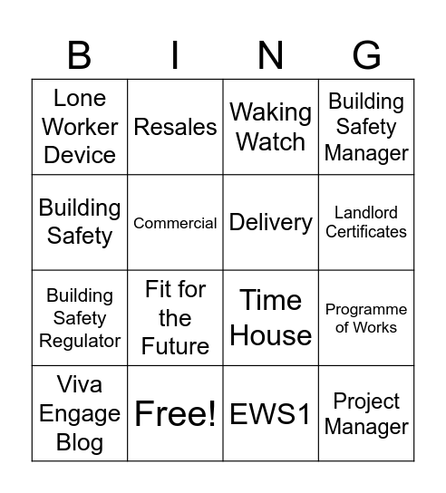 Building Safety Bingo Card