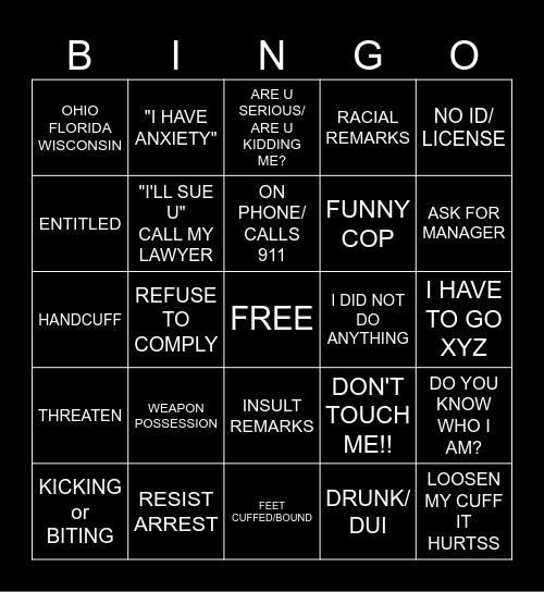Marshie Karen Bingo Card