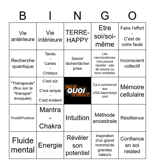 BINGO MAIS DE QUOI TU PARLES!? Bingo Card