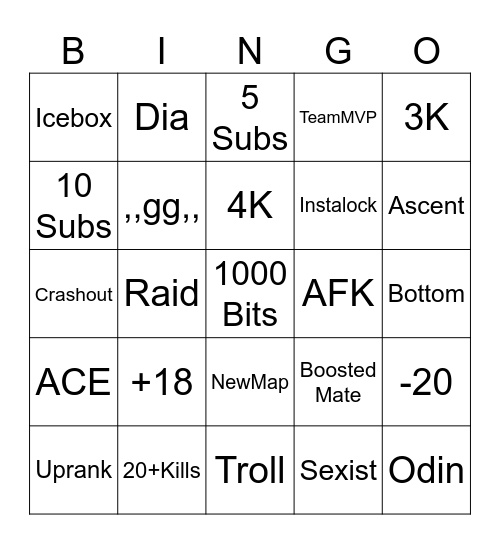 Rank Reset Bingo Card