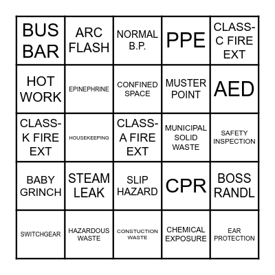 SAFETY BINGO Card