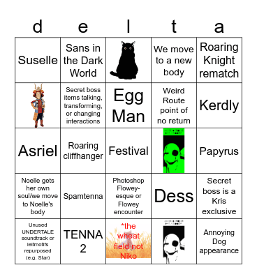 DELTARUNE Chapter 5 Bingo Card