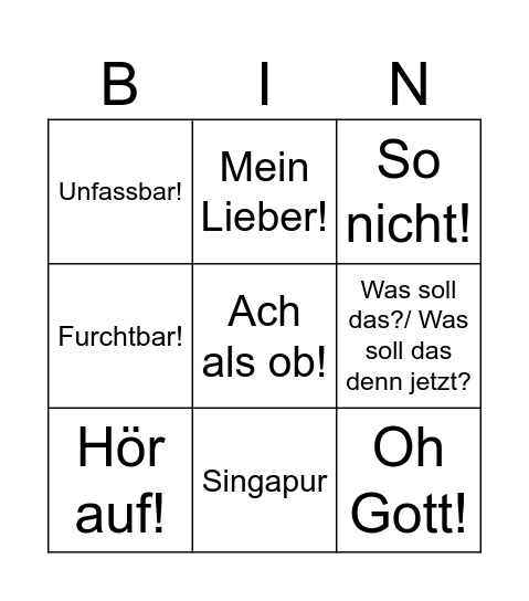 Yan Guybauer Bingo Card