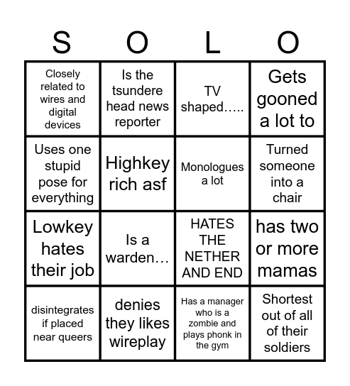 SoloTRIVIA Bingo Card