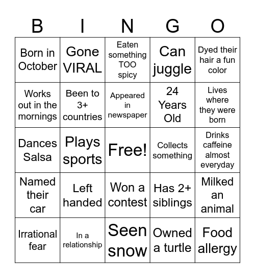 OPS Bingo Card