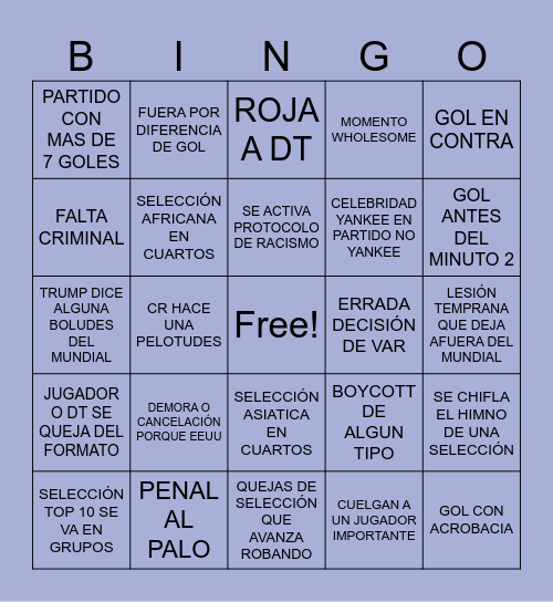 MUNDIAL Bingo Card