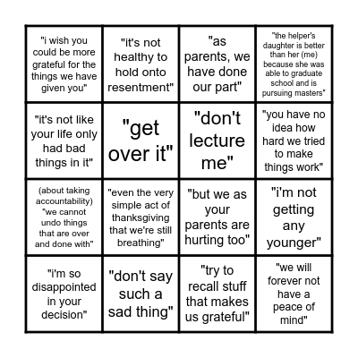 Taru's parents hydrogen bombs Bingo Card