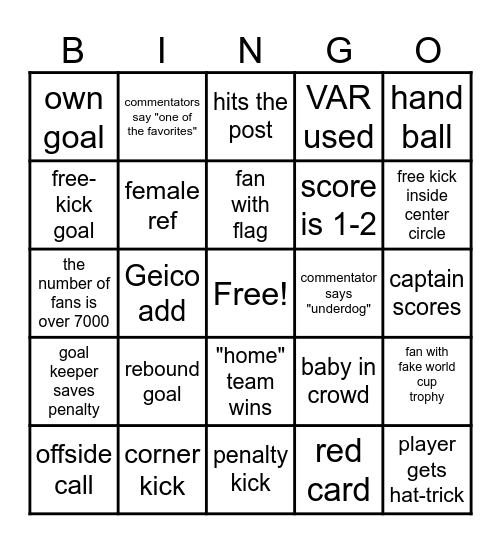 WORLD CUP BINGO Card