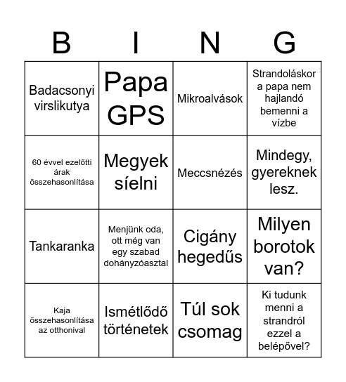 Badacsony Bingo Card