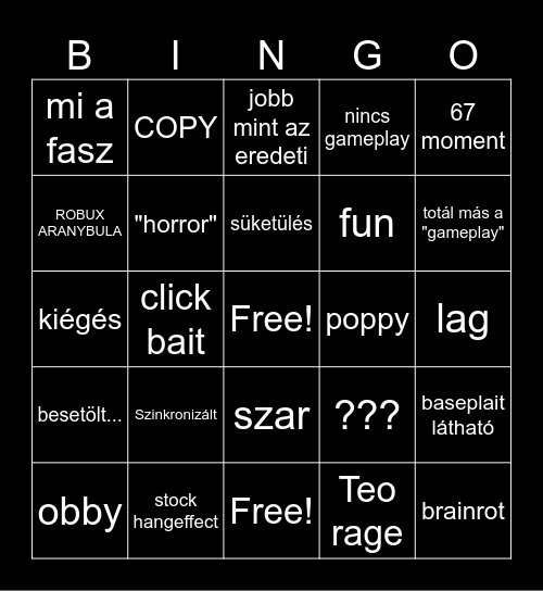 RATYIIIIIIIIIIIIIII ingo Bingo roblox Bingo Card