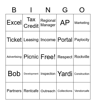 TM Associates Bingo Card
