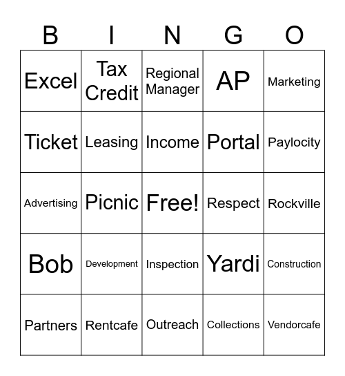 TM Associates Bingo Card