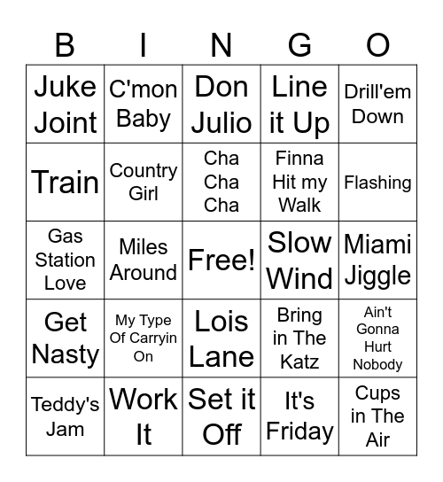 Trailride Songs Bingo Card