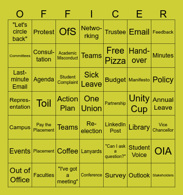UNION Bingo Card