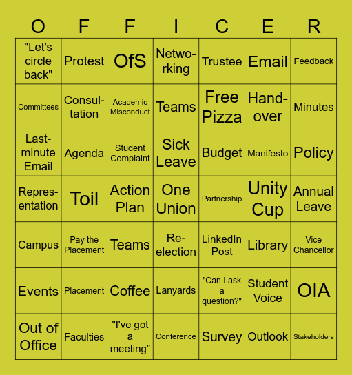 UNION Bingo Card