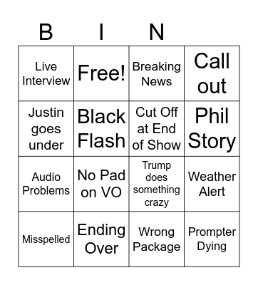Newsroom Bingo Card