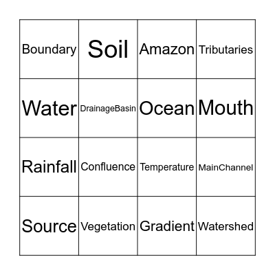 Drainage Basin Bingo Card