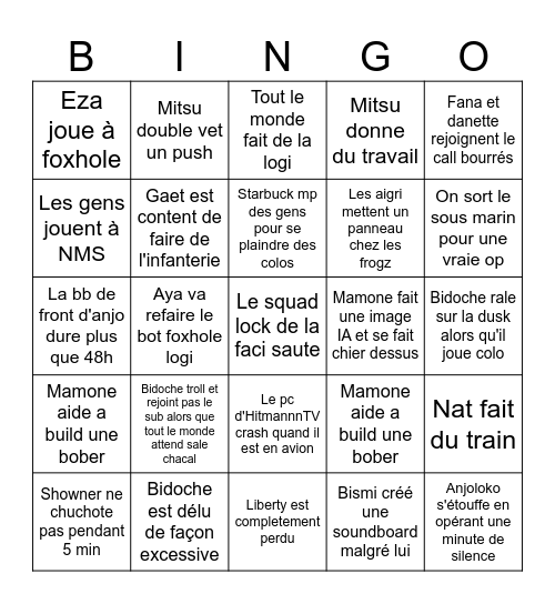 Bingo aigri Bingo Card