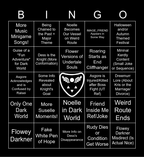 Deltarune Chapter 5 Bingo Card